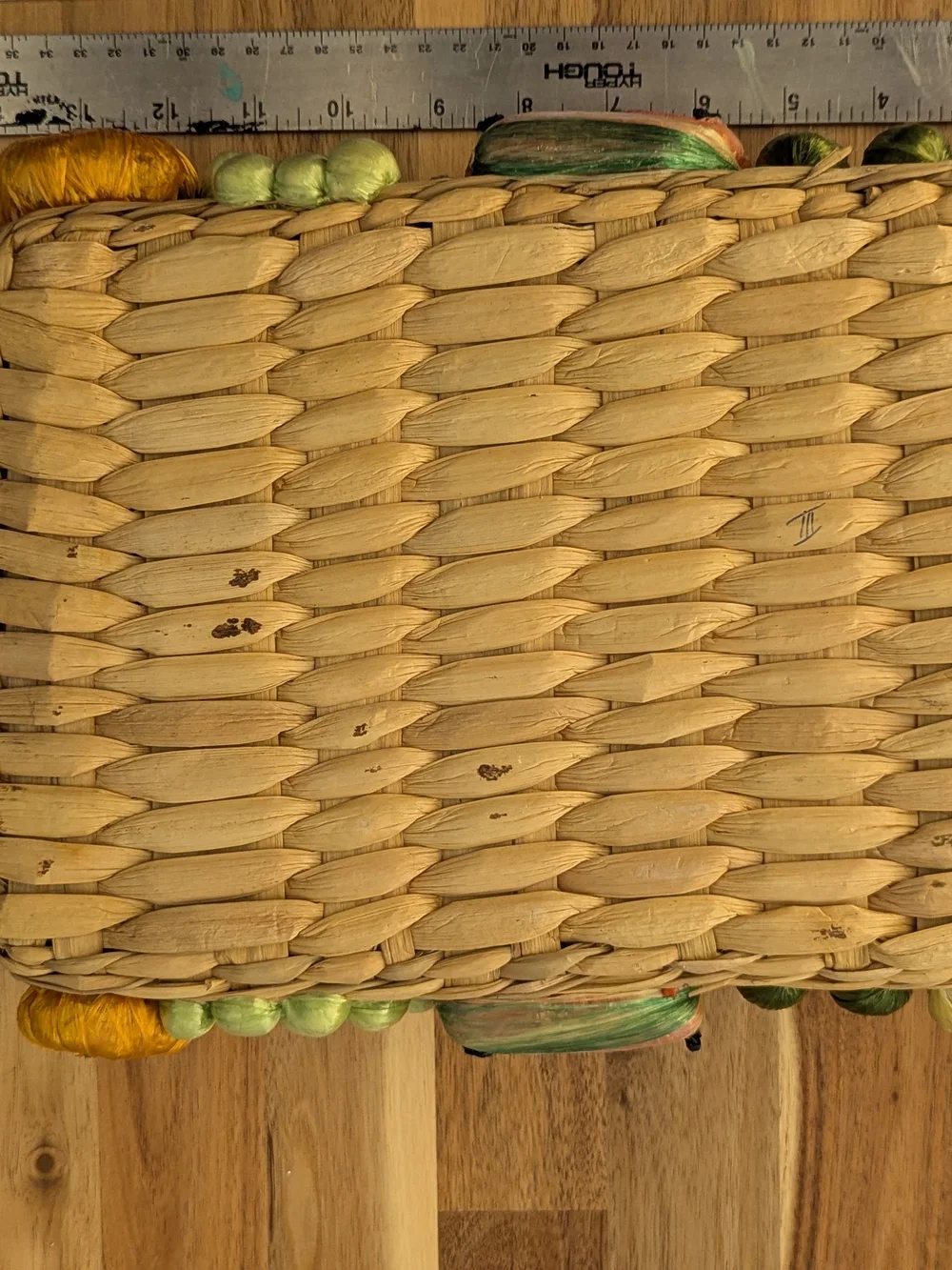 Raffia Fruit Tray Basket  Handmade in Philippines Vintage Set Of 2 Nesting